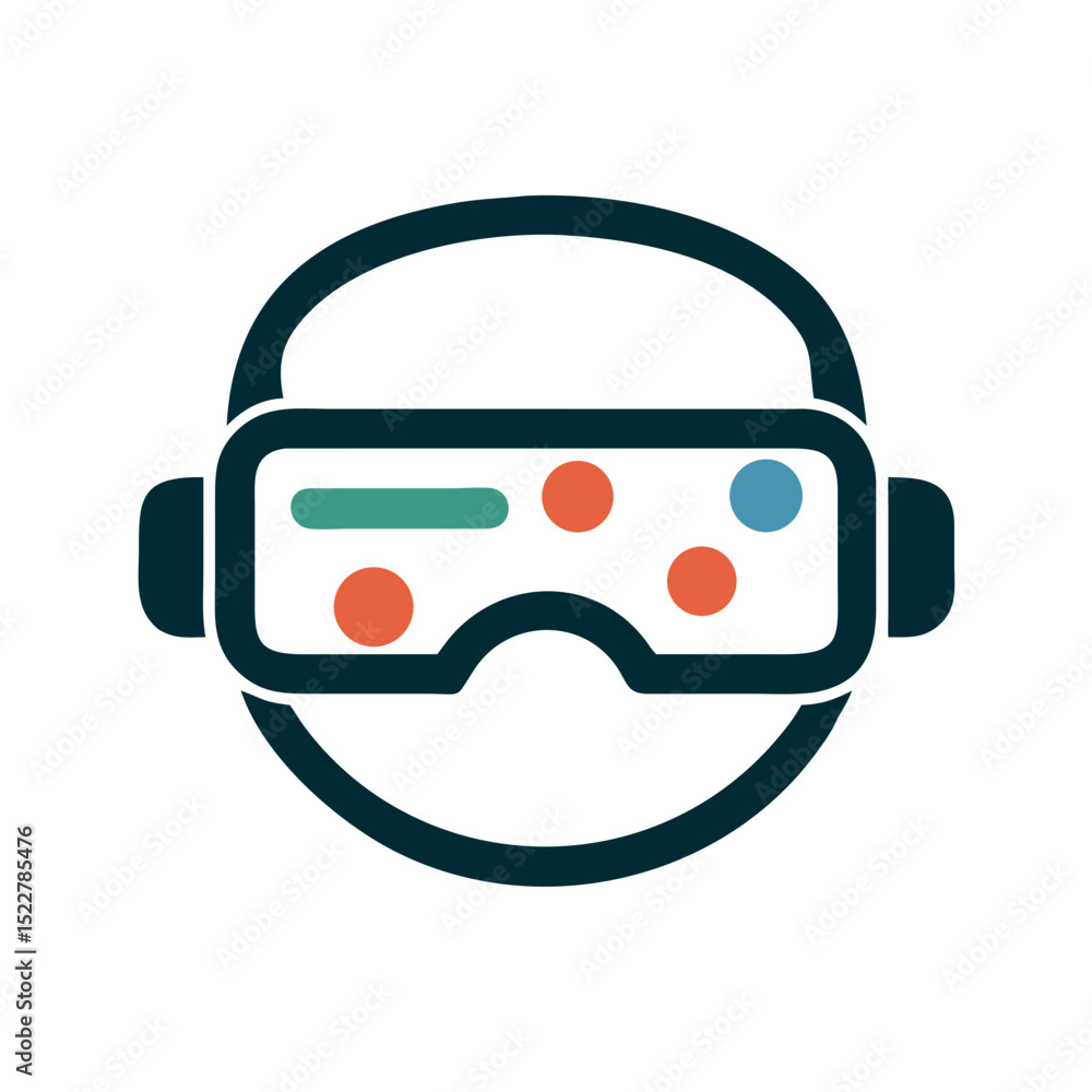 Poster virtual reality headset icon with colorful design elements