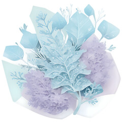 Elegant bouquet of light blue and purple flowers