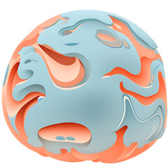 Abstract globe with geometric layered shapes on black