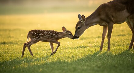 Mother's Love: Deer and Fawn