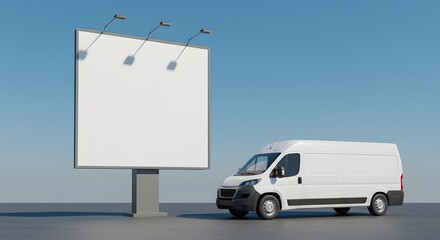 Blank Billboard and Delivery Van Mockup for Advertising and Transportation Concepts