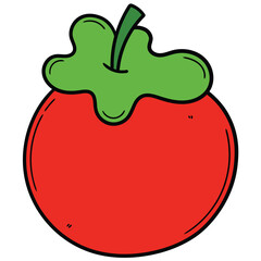 Hand drawn cartoon tomato on white background.