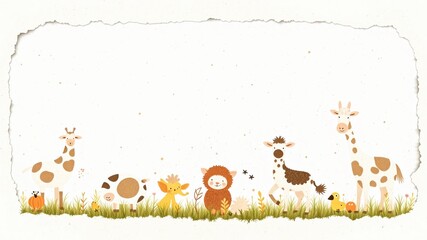 Fototapeta premium Adorable Farm Friends on Distressed Paper