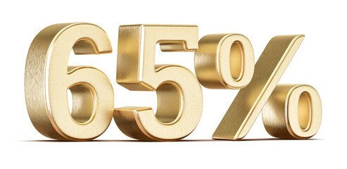 65 Percent Off Sale Sign Golden 3D Number Discount
