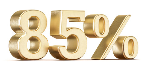 85 Percent Off Sale Sign Golden 3D Number Discount