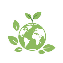 Vector illustration of a globe with leaves around it