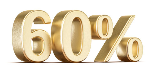 60 Percent Off Sale Sign Golden 3D Number Discount