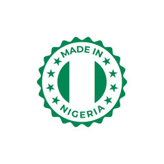 Made in Nigeria transparent label with flag and badge design