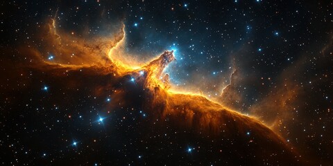 Majestic cosmic nebula illuminated by vibrant colors in the depths of space during nighttime observation