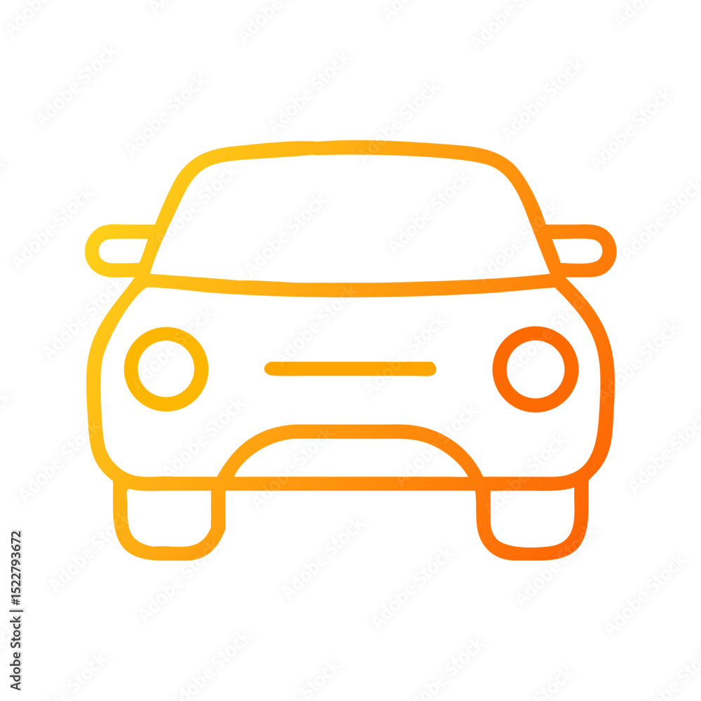 Poster simple linear car icon design in gradient orange color
