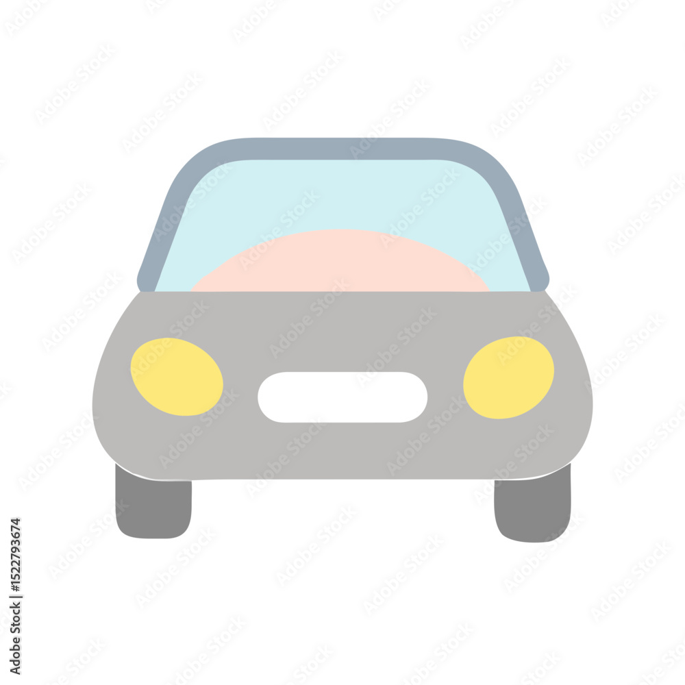 Poster simple gray car icon with front view in minimalistic style