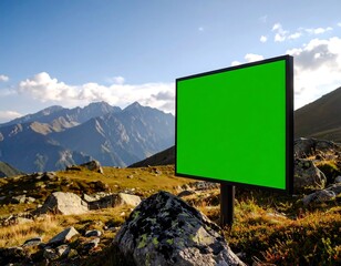 Blank billboard in alpine mountains