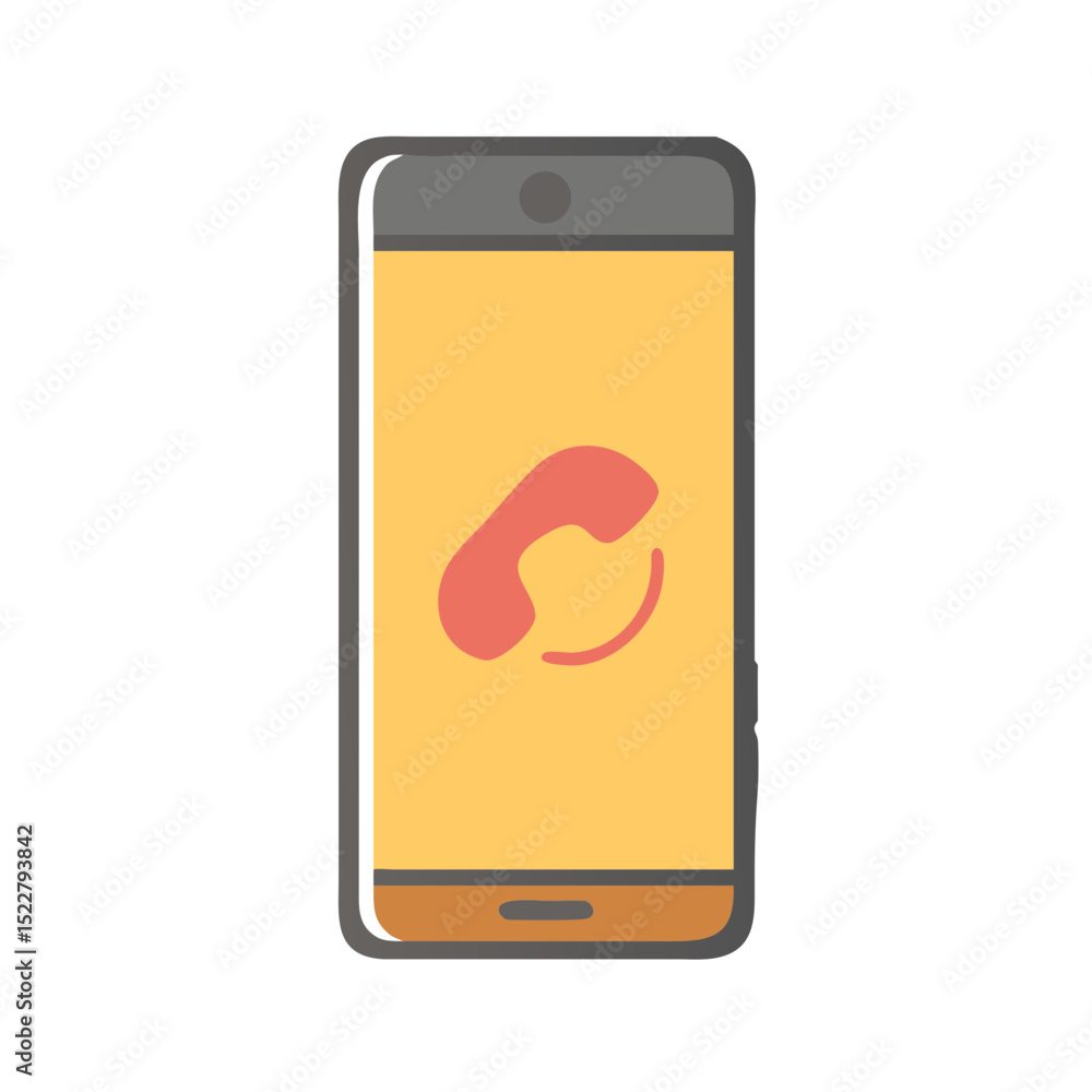 Poster smartphone displaying phone call interface on yellow background