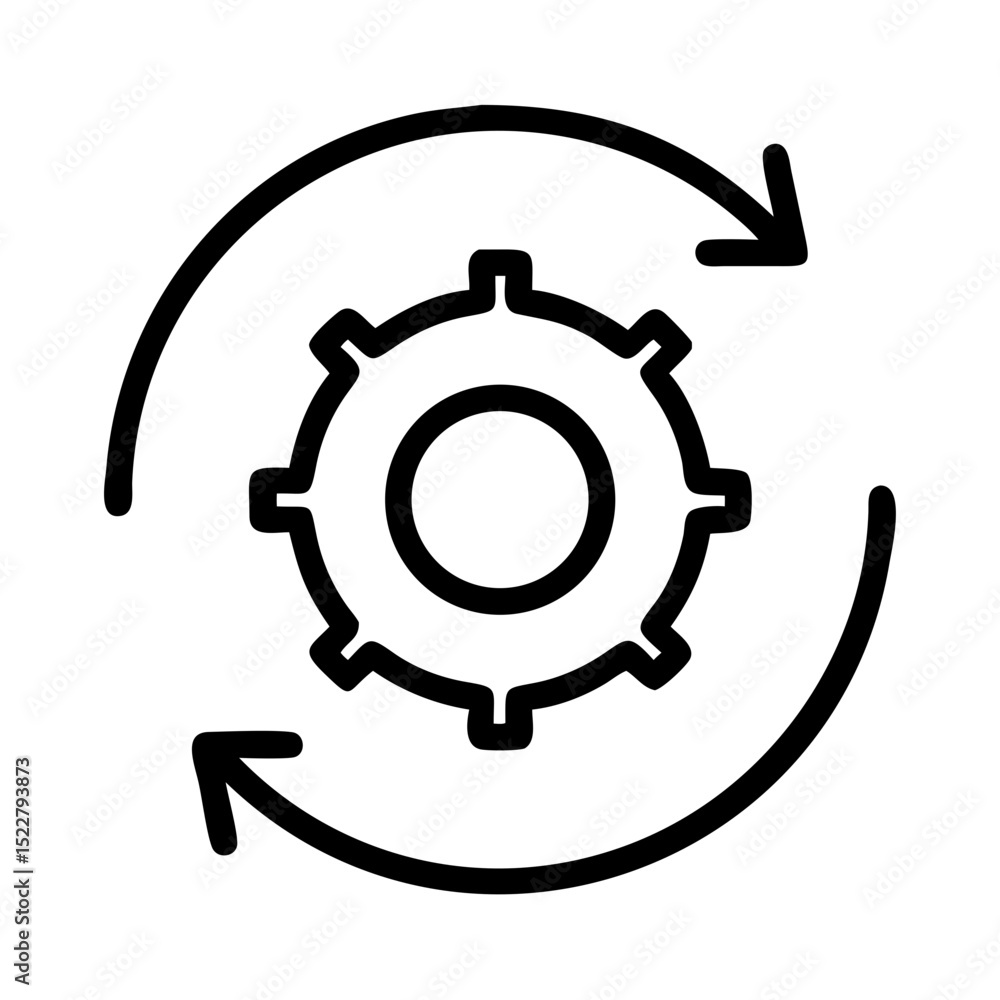 Aufkleber gear mechanism with circular arrows indicating refresh or process