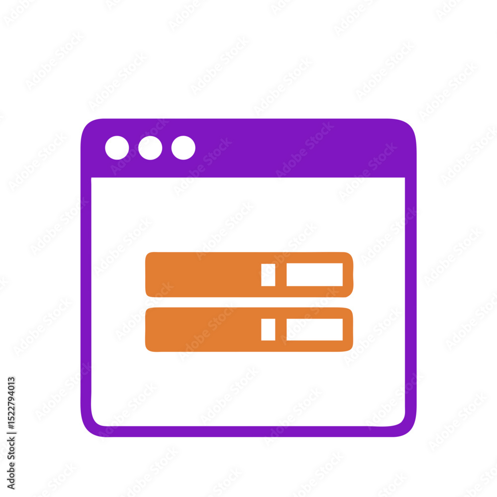 Poster web hosting icon with server boxes in purple and orange design
