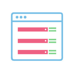 User interface design with three colored progress bars in browser  