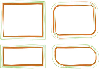 orange green colorful scribble line art text box frames set