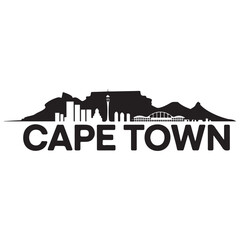 Obraz premium Vector Cape Town skyline. Travel Cape Town famous landmarks. Business and tourism concept for presentation, banner, web site. Vector black silhouette. with white background