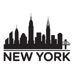 Fototapeta premium Vector New York skyline. Travel New York famous landmarks. Business and tourism concept for presentation, banner, web site. Vector black silhouette. with white background
