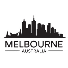 Melbourne skyline horizontal banner. Melbourne, Australia. Vector template for your design. Vector black silhouette. with white background