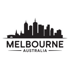Obraz premium Melbourne skyline horizontal banner. Melbourne, Australia. Vector template for your design. Vector black silhouette. with white background