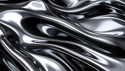 Liquid chrome surface with distorted reflections