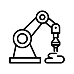 Fluid Dispensing Robotic Arm Icon – Industrial Line Art Vector