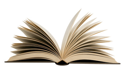 Open Book with Pages Flipping and a Rich Texture, Ready to Share Stories and Knowledge, Isolated on Transparent and White Background