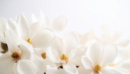 Obraz premium Close-up of Delicate White Magnolia Blossoms
