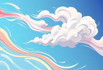 Cartoon cloud motion effects; fast, swirling, energetic trails in flat vector style,  clouds,  pop art