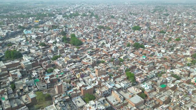 Aerial view of the multicultural city of Lucknow. Explore the vibrant culture and beauty of Lucknow, India. 