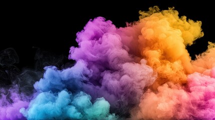 Fototapeta premium Abstract Multicolored Smoke Plumes Against Black Background
