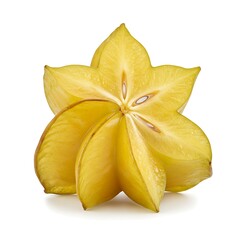 Fototapeta premium Juicy Star Fruit Delicious Tropical Fruit Slices, Star Shape, Vibrant Yellow