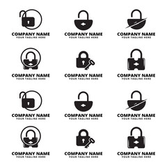 Collection of Security-Themed Logos Featuring Locks and Keys