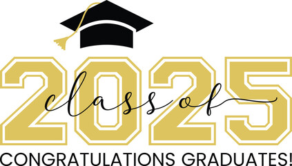Class of 2025 vector illustration. Festive celebration design for graduation events and announcements. Congratulations graduates design template for social media posts to honor graduates vector