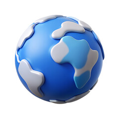 3D Globe Continents Blue White Photo