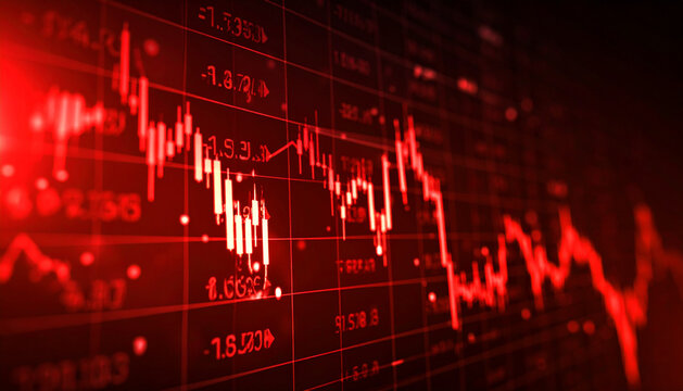 Red Alert Stock Market Crash - Dramatic Financial Chart