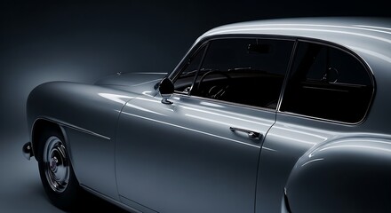 Classic Silver Car Sleek Design Detail Studio Shot