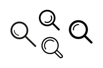Magnifying Glass Icons Search, Zoom, and Find Vector Illustrations