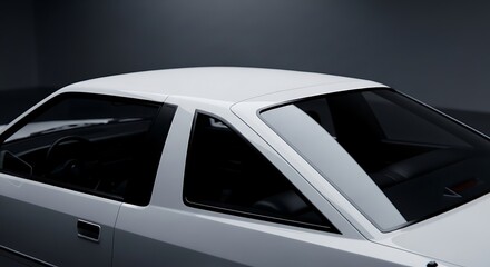 Clean White Classic Car Top View on Dark Background