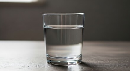 Clear Water Glass Fresh Pure Drink on Neutral Table Surface