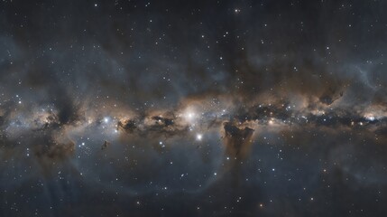 Fototapeta premium A dark matter cloud hovering in the intergalactic medium, surrounded by faint starlight.