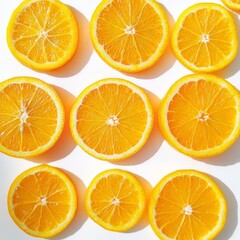 Freshly Cut Orange Slices Arranged Neatly on Bright Background