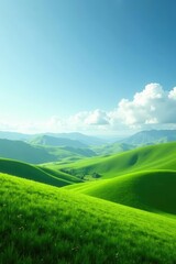 Serene, minimalist shot of NZ's rolling green hills , tranquility, vista, panorama
