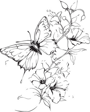 flower, vector, floral, nature, pattern, illustration, leaf, design, plant, art, drawing, flowers, seamless, sketch, decoration, wallpaper, spring, black, blossom, summer, vintage, lily, beauty, branc