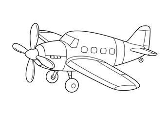Illustration of outline aircraft In Flat Style 