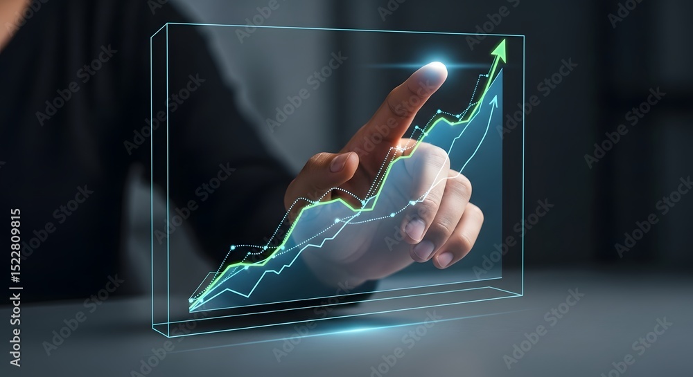 Poster interactive growth chart visualizing business success and data analysis