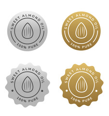 sweet almond oil label silver and gold color. natural ingredient for cosmetic or beauty product.