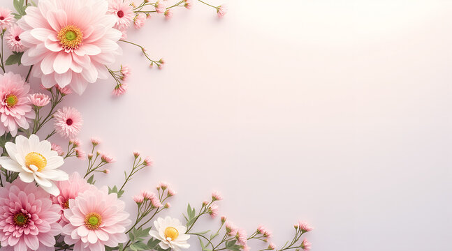 Abstract Floral Background in Soft Pastel Blooms – Romantic Blush & Ivory Elegance for Summer Weddings with Copy Space