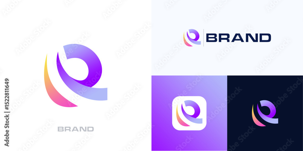 Fototapete abstract letter r mark with vibrant gradient color, logo icon design vector illustration element edi